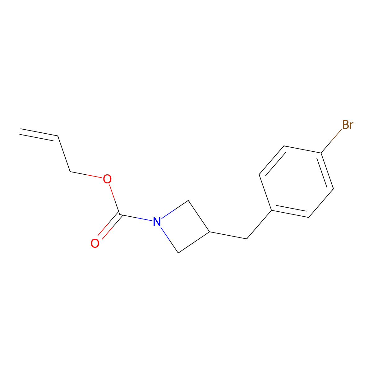 Prop-2-en-1-yl 3-[(4-bromophenyl)methyl]azetidine-1-carboxylate molecular structure, CAS 2680733-19-9