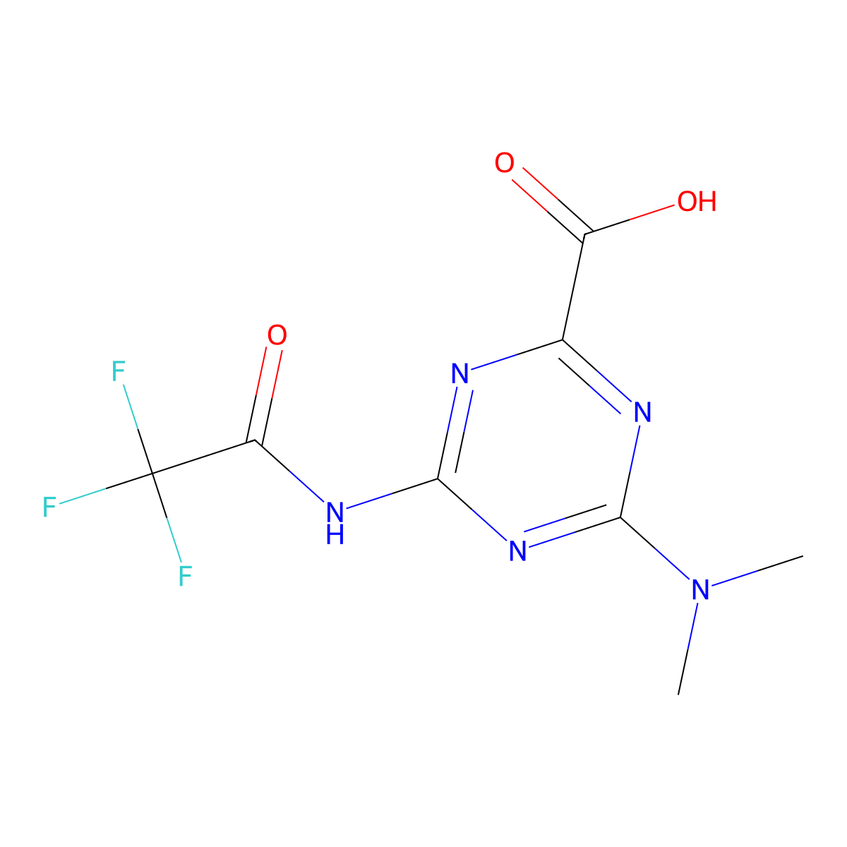 4-(Dimethylamino)-6-(2,2,2-trifluoroacetamido)-1,3,5-triazine-2-carboxylic acid molecular structure, CAS 2680733-21-3