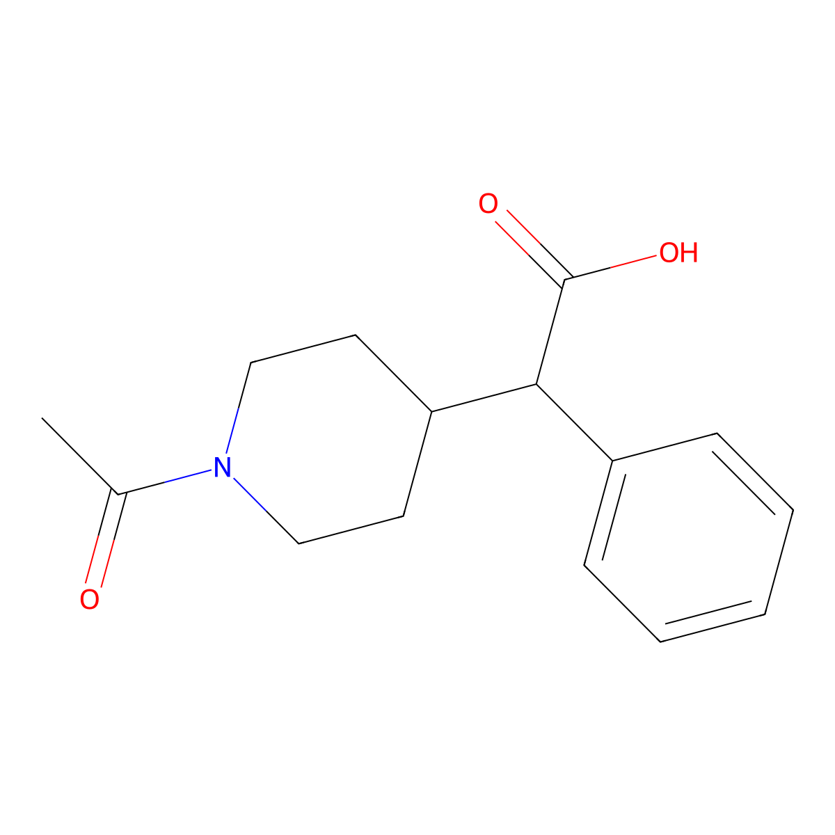 2-(1-Acetylpiperidin-4-yl)-2-phenylacetic acid molecular structure, CAS 2680733-28-0