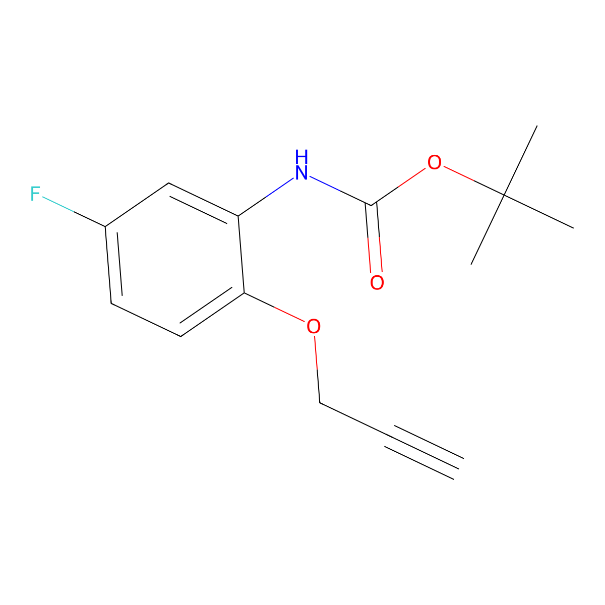 tert-butyl N-[5-fluoro-2-(prop-2-yn-1-yloxy)phenyl]carbamate molecular structure, CAS 2680733-33-7