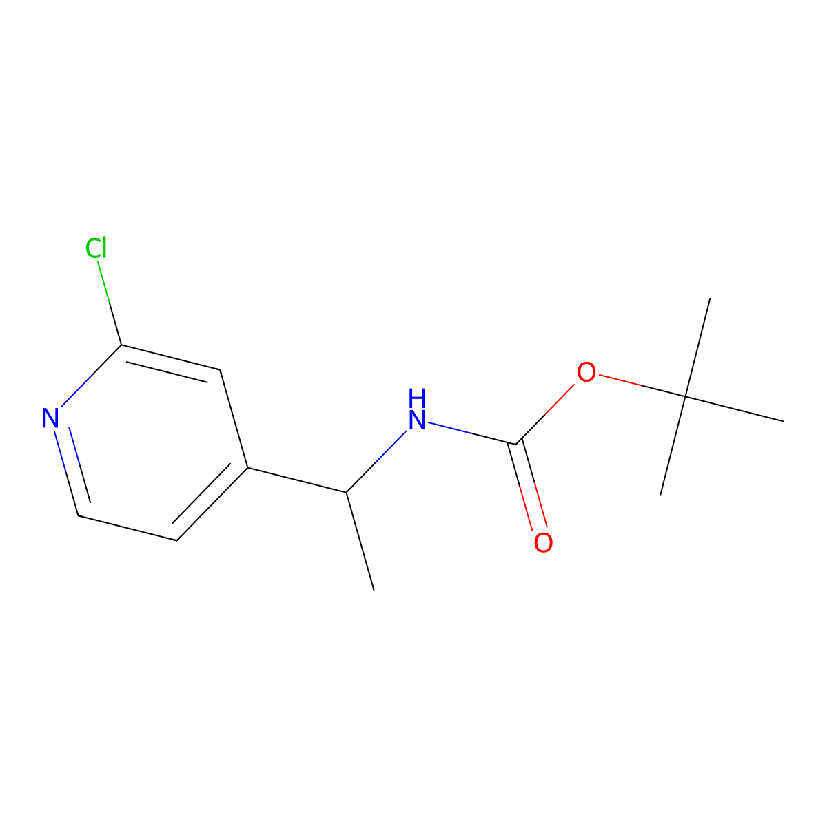 tert-butyl N-[1-(2-chloropyridin-4-yl)ethyl]carbamate molecular structure, CAS 2680733-36-0