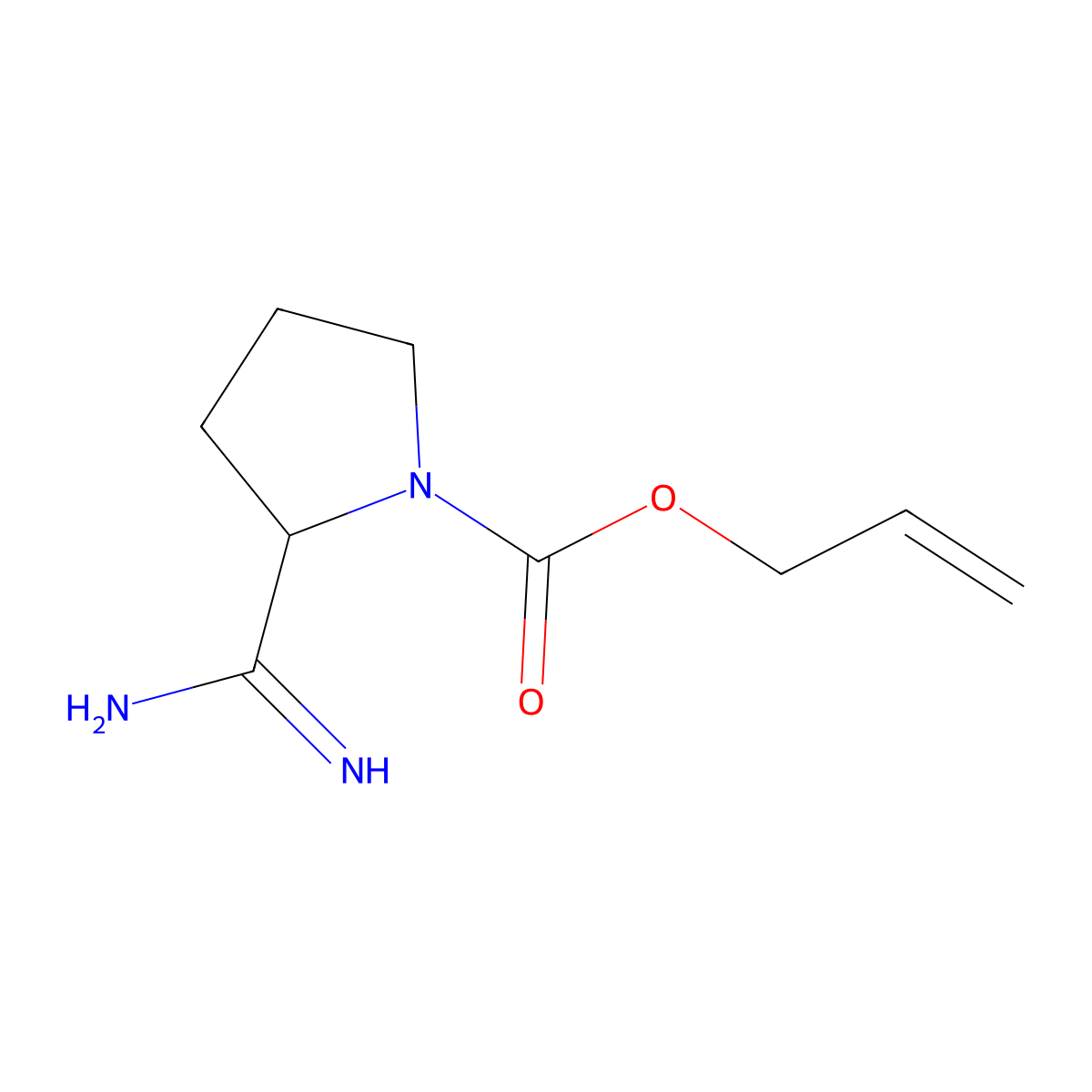 Prop-2-en-1-yl 2-carbamimidoylpyrrolidine-1-carboxylate molecular structure, CAS 2680733-40-6