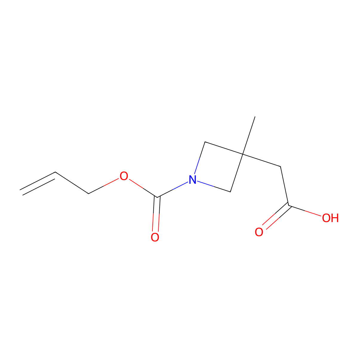 2-{3-Methyl-1-[(prop-2-en-1-yloxy)carbonyl]azetidin-3-yl}acetic acid molecular structure, CAS 2680733-41-7