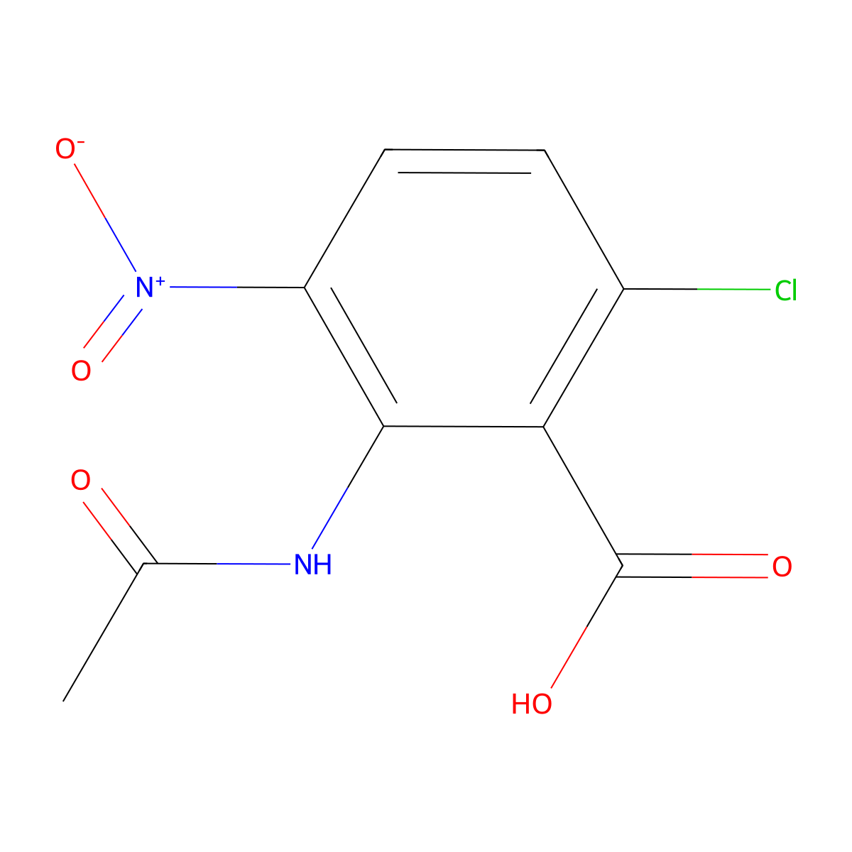 6-Chloro-2-acetamido-3-nitrobenzoic acid molecular structure, CAS 2680733-43-9