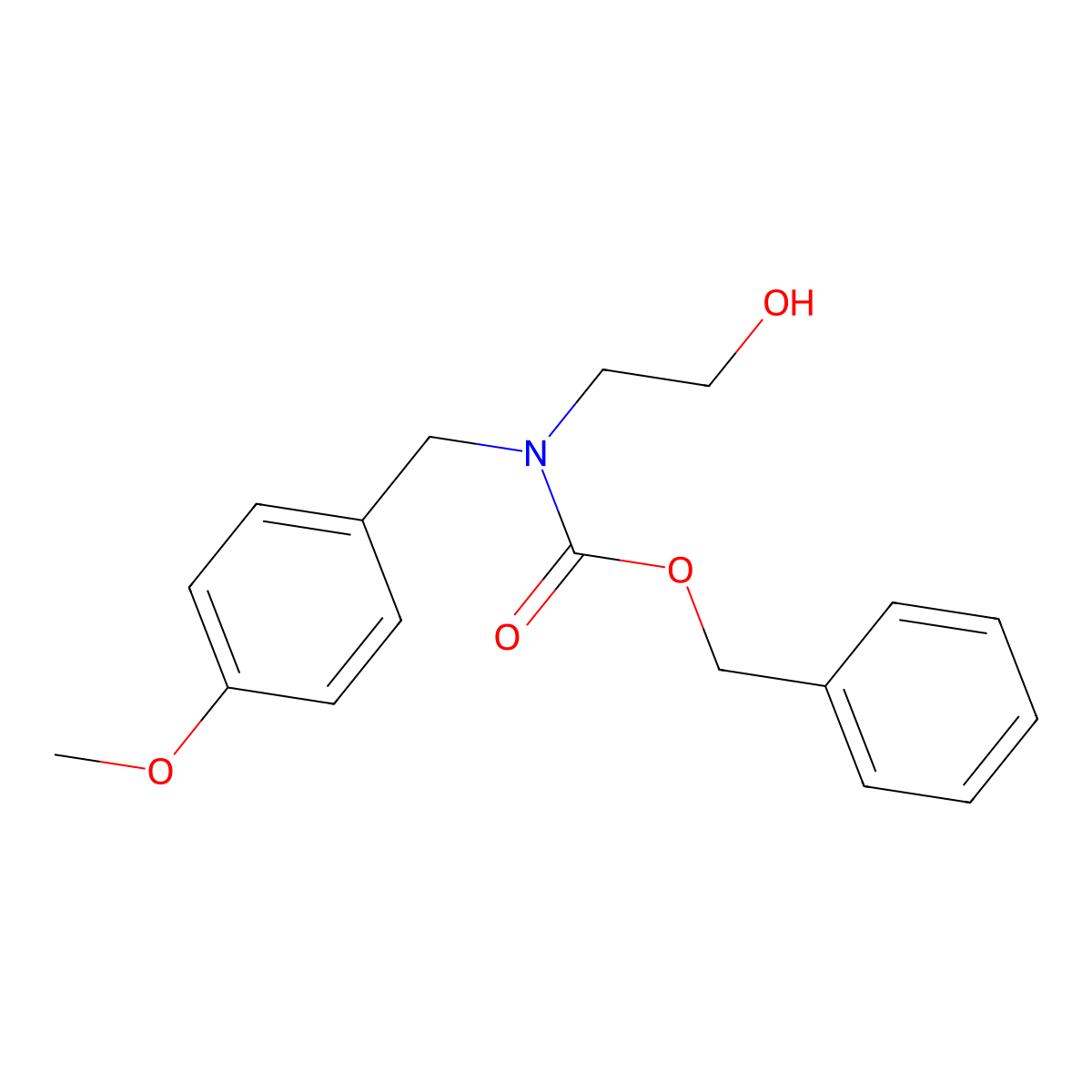 benzyl N-(2-hydroxyethyl)-N-[(4-methoxyphenyl)methyl]carbamate molecular structure, CAS 2680733-44-0