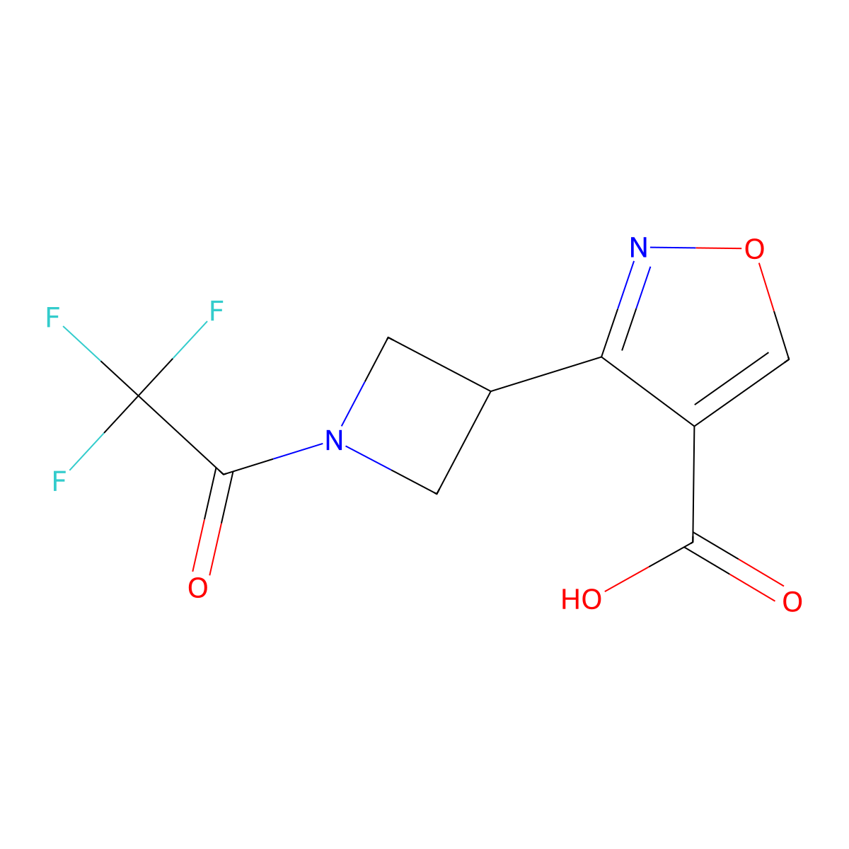 3-[1-(2,2,2-Trifluoroacetyl)azetidin-3-yl]-1,2-oxazole-4-carboxylic acid molecular structure, CAS 2680733-47-3