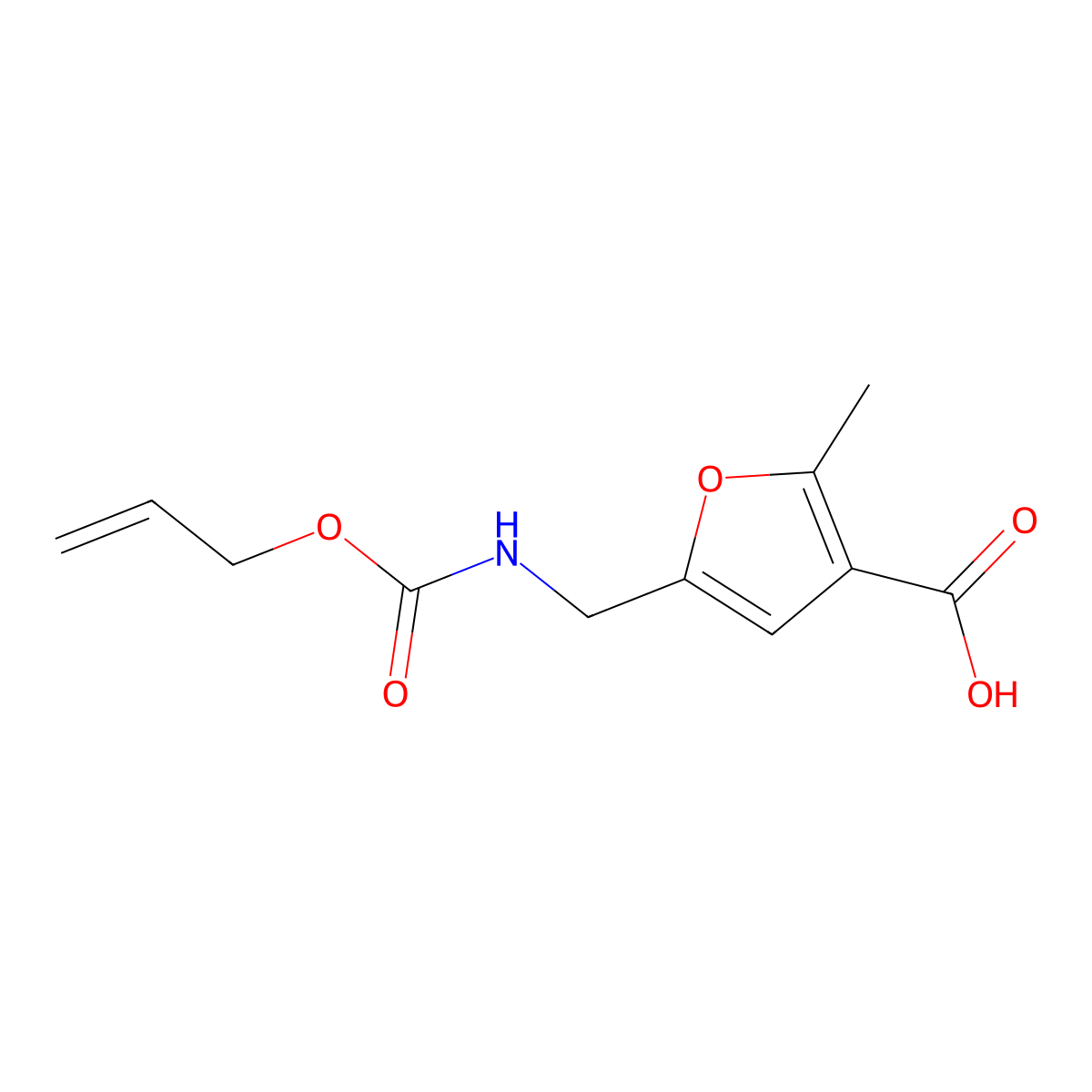 2-Methyl-5-({[(prop-2-en-1-yloxy)carbonyl]amino}methyl)furan-3-carboxylic acid molecular structure, CAS 2680733-48-4