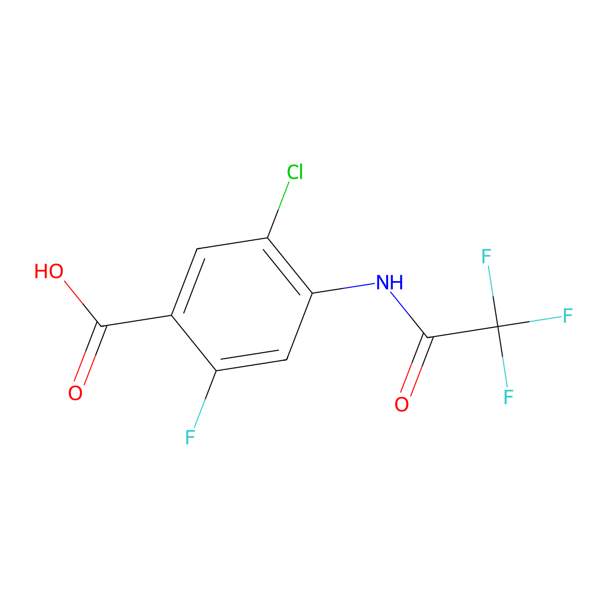 5-Chloro-2-fluoro-4-(2,2,2-trifluoroacetamido)benzoic acid molecular structure, CAS 2680733-52-0
