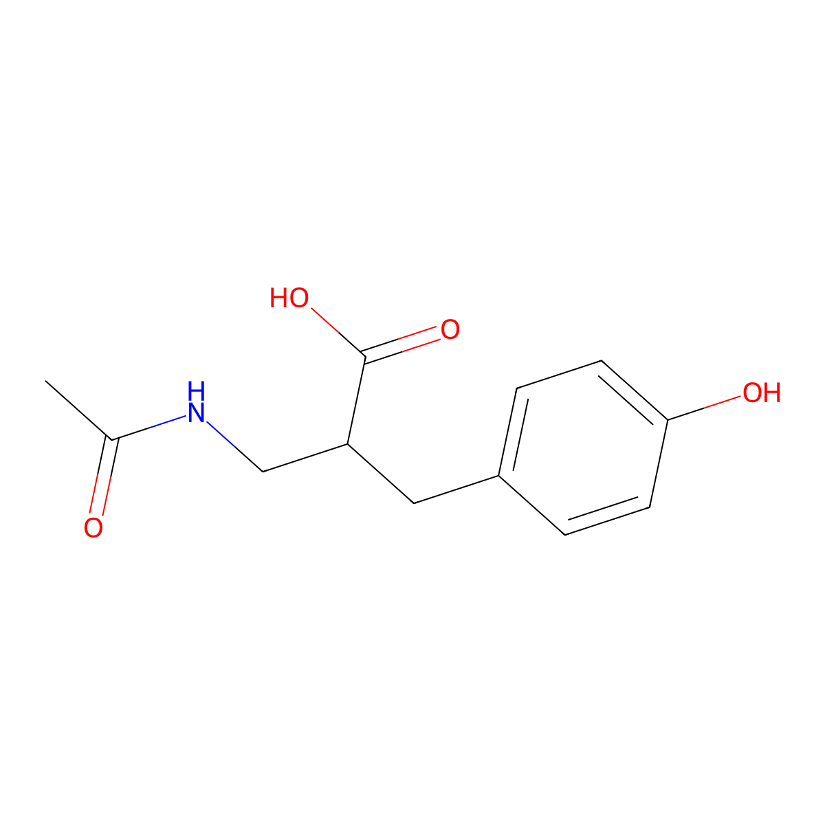 3-Acetamido-2-[(4-hydroxyphenyl)methyl]propanoic acid molecular structure, CAS 2680733-57-5