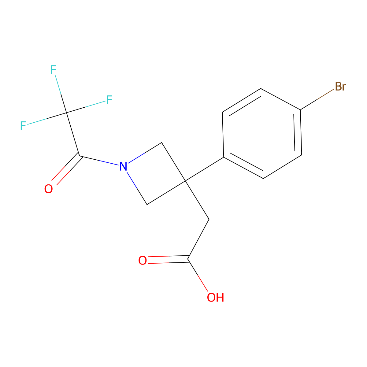 2-[3-(4-Bromophenyl)-1-(2,2,2-trifluoroacetyl)azetidin-3-yl]acetic acid molecular structure, CAS 2680733-58-6