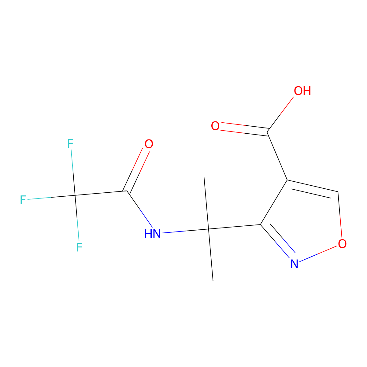 3-[2-(2,2,2-Trifluoroacetamido)propan-2-yl]-1,2-oxazole-4-carboxylic acid molecular structure, CAS 2680733-60-0
