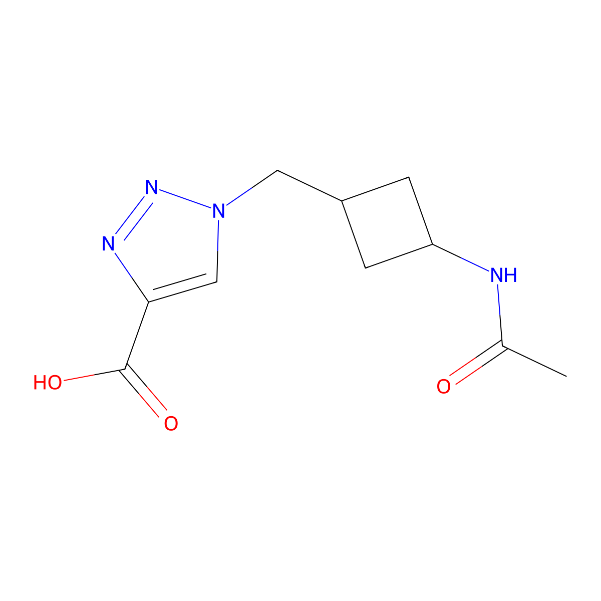 1-[(3-acetamidocyclobutyl)methyl]-1H-1,2,3-triazole-4-carboxylic acid molecular structure, CAS 2680733-74-6