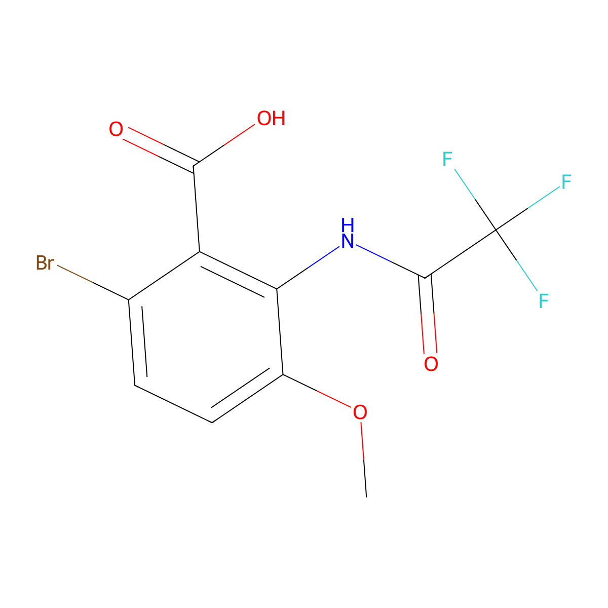 6-Bromo-3-methoxy-2-(2,2,2-trifluoroacetamido)benzoic acid molecular structure, CAS 2680733-79-1