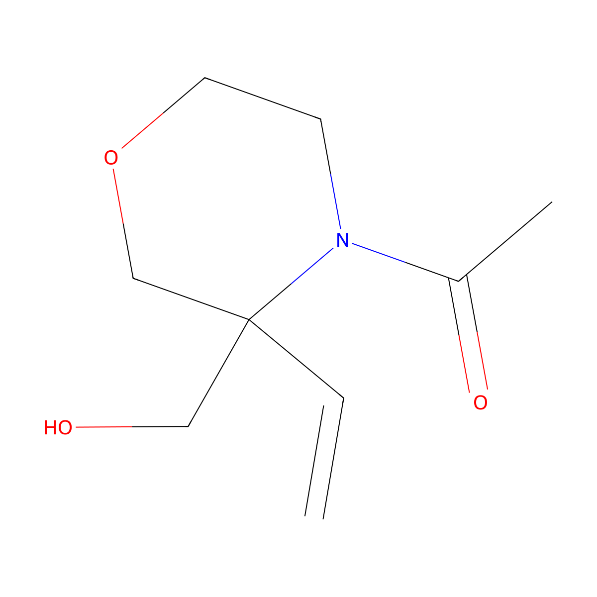 1-[3-Ethenyl-3-(hydroxymethyl)morpholin-4-yl]ethan-1-one molecular structure, CAS 2680733-86-0