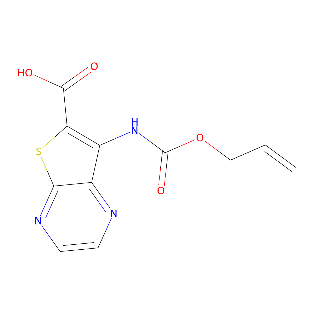 7-{[(Prop-2-en-1-yloxy)carbonyl]amino}thieno[2,3-b]pyrazine-6-carboxylic acid molecular structure, CAS 2680734-03-4