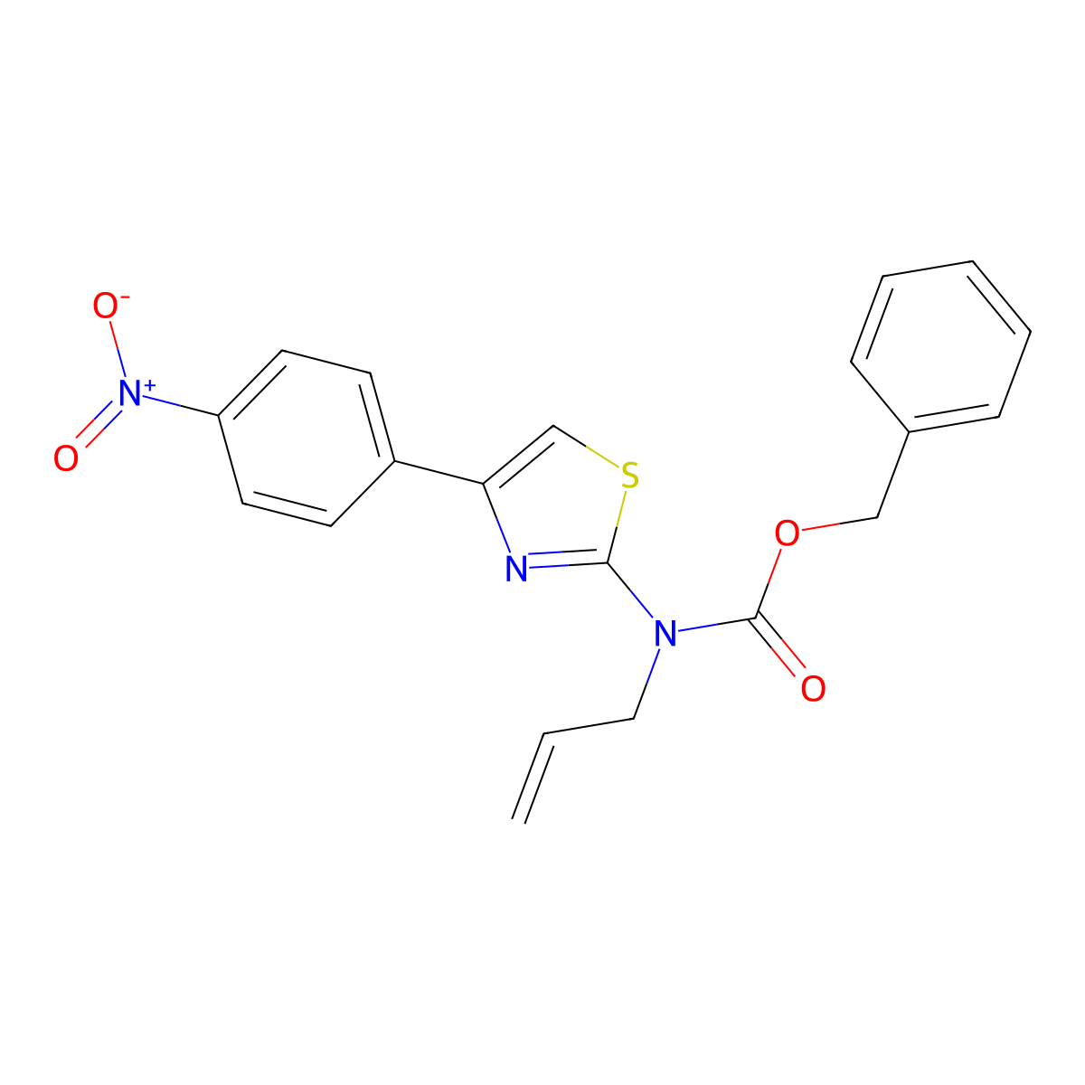 benzyl N-[4-(4-nitrophenyl)-1,3-thiazol-2-yl]-N-(prop-2-en-1-yl)carbamate molecular structure, CAS 2680734-06-7