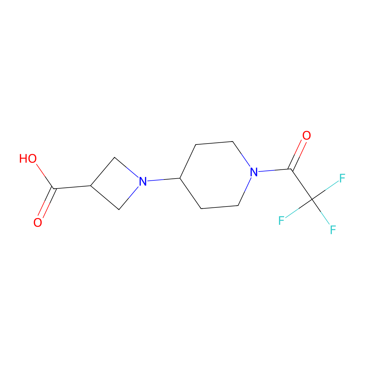 1-[1-(2,2,2-Trifluoroacetyl)piperidin-4-yl]azetidine-3-carboxylic acid molecular structure, CAS 2680734-07-8