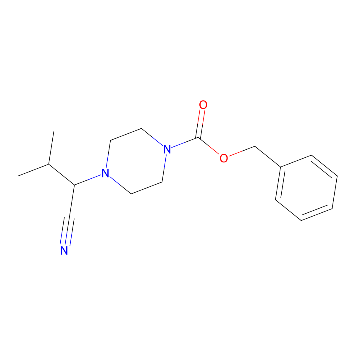 Benzyl 4-(1-cyano-2-methylpropyl)piperazine-1-carboxylate molecular structure, CAS 2680734-11-4