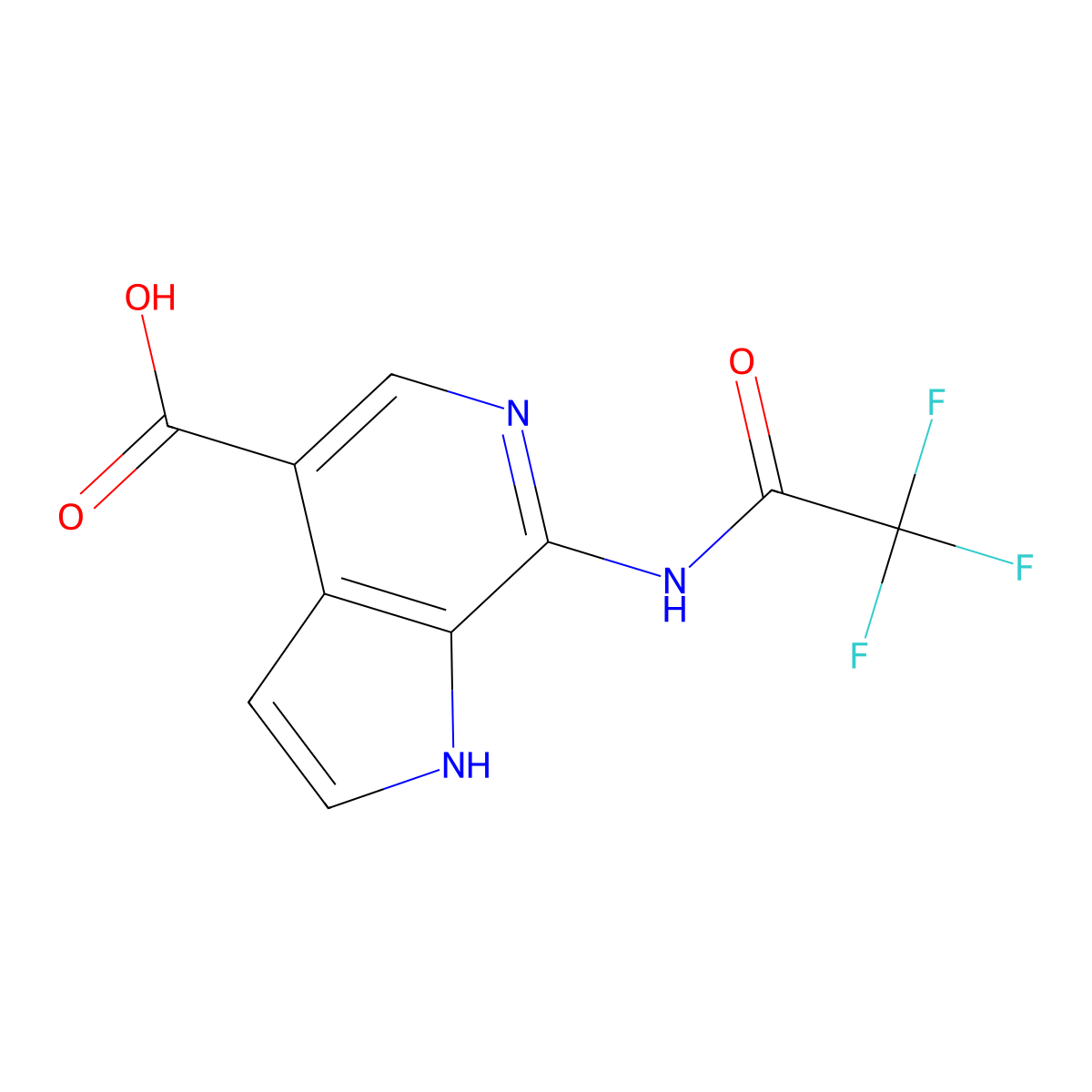 7-(2,2,2-trifluoroacetamido)-1H-pyrrolo[2,3-c]pyridine-4-carboxylic acid molecular structure, CAS 2680734-22-7