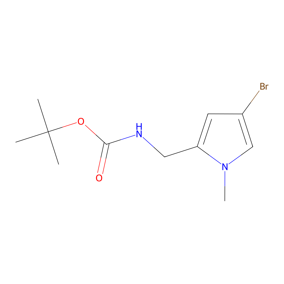 tert-butyl N-[(4-bromo-1-methyl-1H-pyrrol-2-yl)methyl]carbamate molecular structure, CAS 2680734-25-0