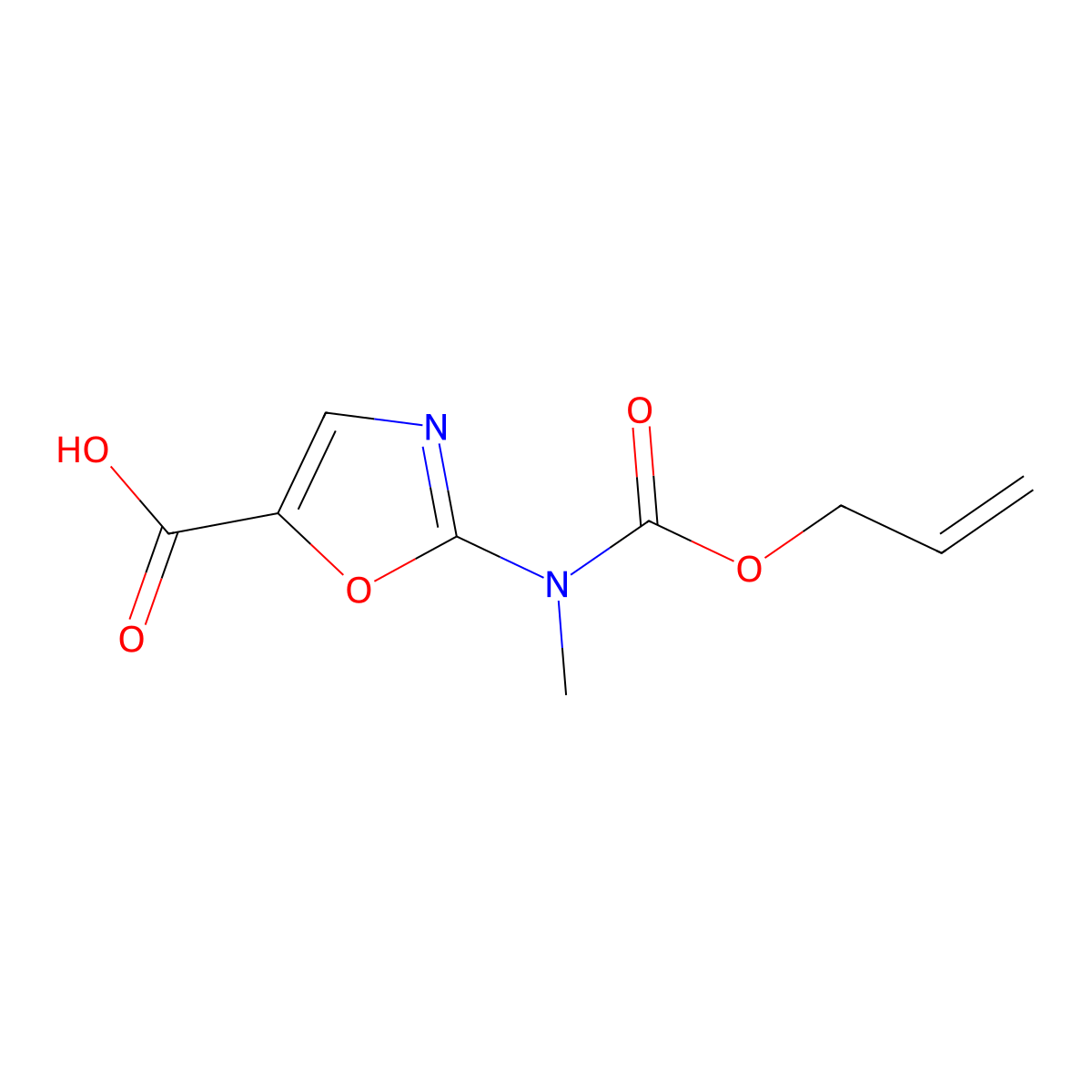 2-{Methyl[(prop-2-en-1-yloxy)carbonyl]amino}-1,3-oxazole-5-carboxylic acid molecular structure, CAS 2680734-29-4