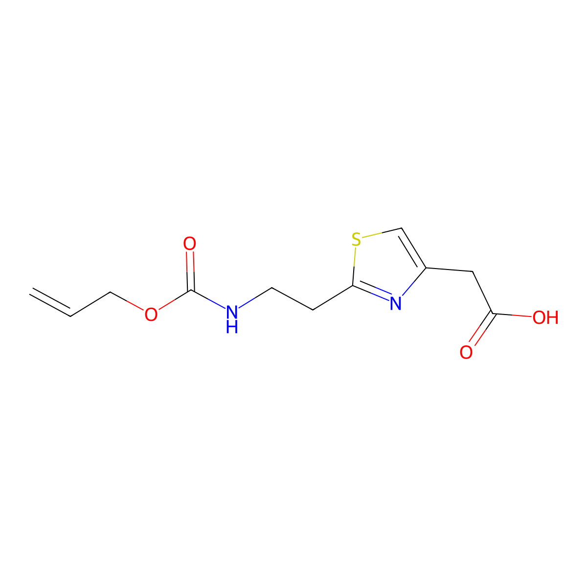 2-[2-(2-{[(Prop-2-en-1-yloxy)carbonyl]amino}ethyl)-1,3-thiazol-4-yl]acetic acid molecular structure, CAS 2680734-33-0