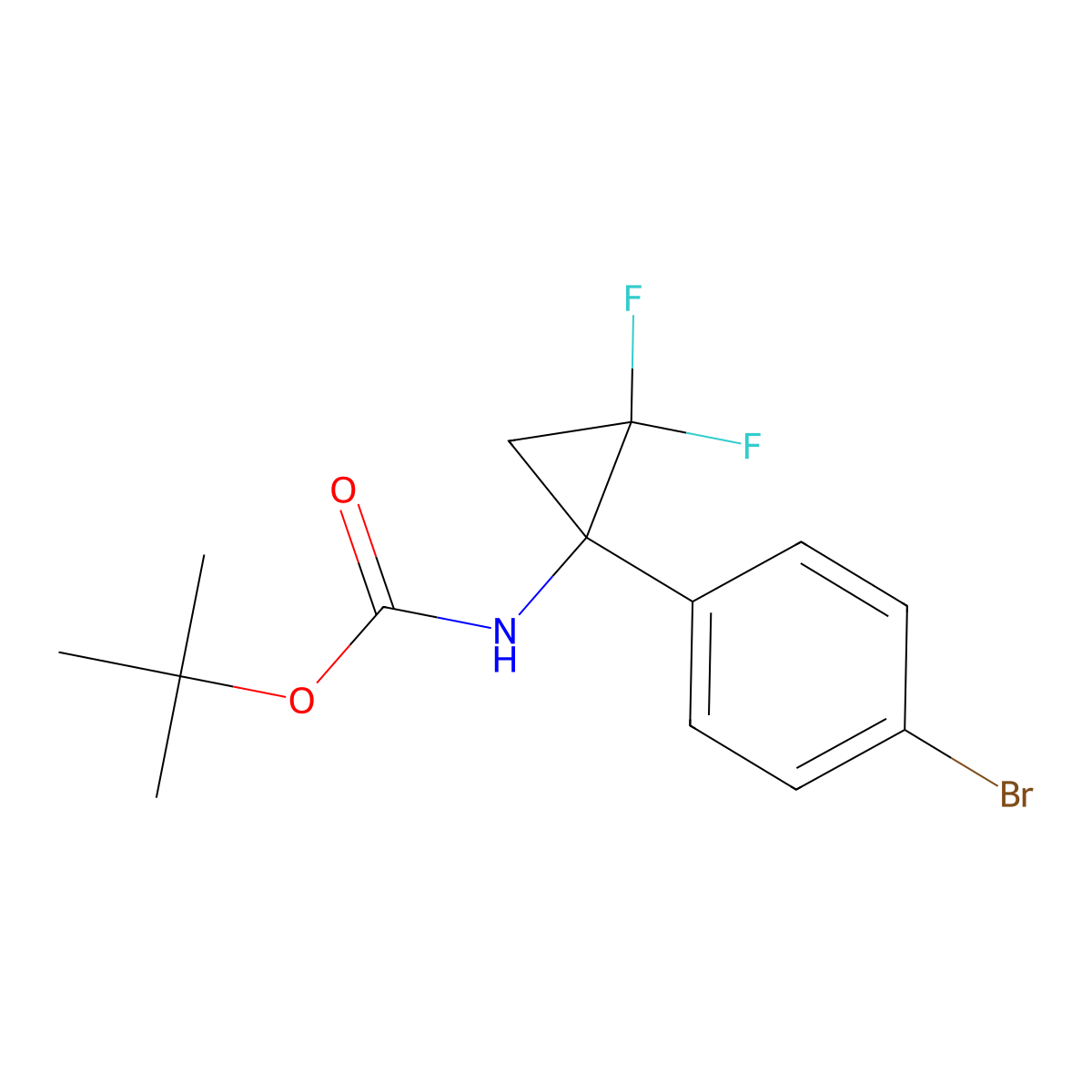 tert-butyl N-[1-(4-bromophenyl)-2,2-difluorocyclopropyl]carbamate molecular structure, CAS 2680734-34-1