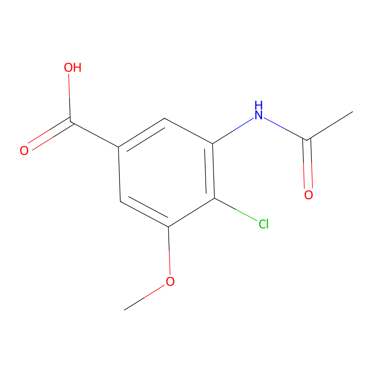 4-Chloro-3-acetamido-5-methoxybenzoic acid molecular structure, CAS 2680734-48-7