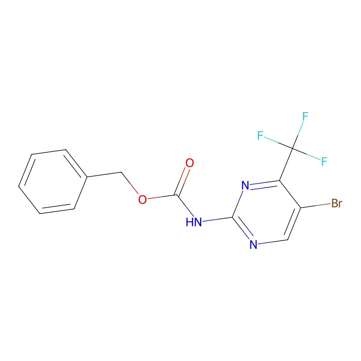 benzyl N-[5-bromo-4-(trifluoromethyl)pyrimidin-2-yl]carbamate molecular structure, CAS 2680734-58-9