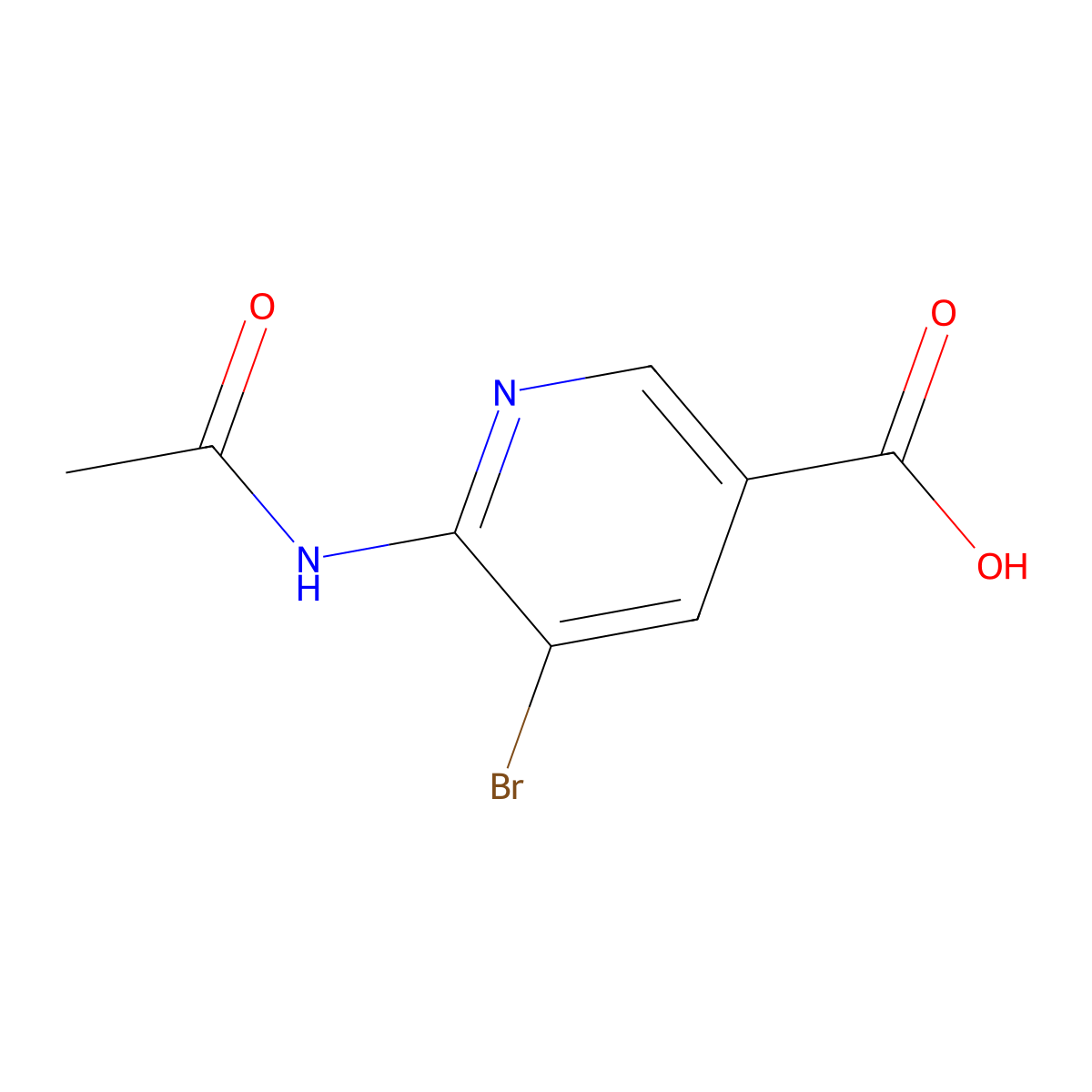 5-Bromo-6-acetamidopyridine-3-carboxylic acid molecular structure, CAS 2680734-59-0