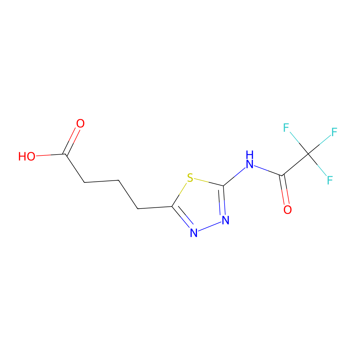 4-[5-(2,2,2-Trifluoroacetamido)-1,3,4-thiadiazol-2-yl]butanoic acid molecular structure, CAS 2680734-61-4