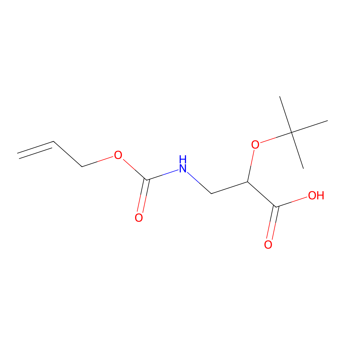 2-(Tert-butoxy)-3-{[(prop-2-en-1-yloxy)carbonyl]amino}propanoic acid molecular structure, CAS 2680734-63-6