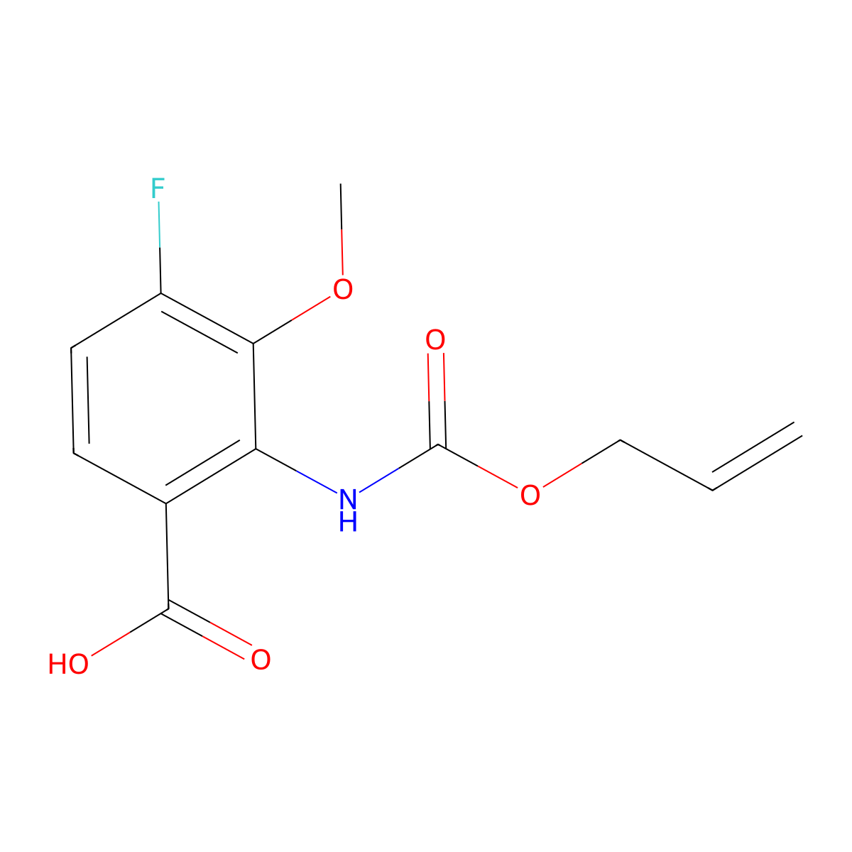 4-Fluoro-3-methoxy-2-{[(prop-2-en-1-yloxy)carbonyl]amino}benzoic acid molecular structure, CAS 2680734-69-2