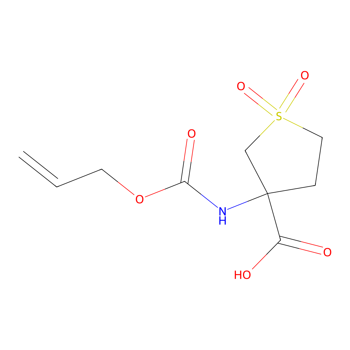 1,1-Dioxo-3-{[(prop-2-en-1-yloxy)carbonyl]amino}-1lambda6-thiolane-3-carboxylic acid molecular structure, CAS 2680734-70-5