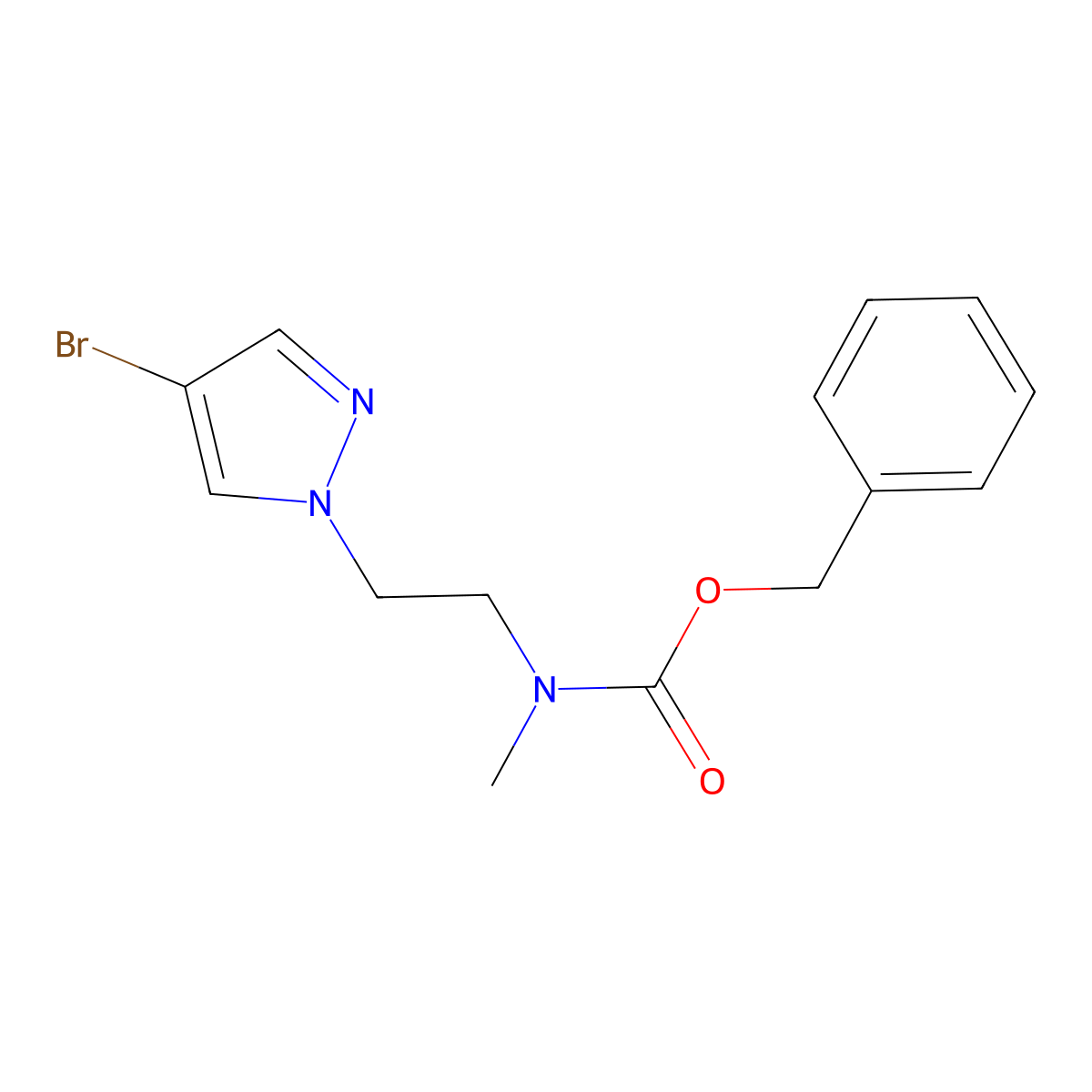 benzyl N-[2-(4-bromo-1H-pyrazol-1-yl)ethyl]-N-methylcarbamate molecular structure, CAS 2680734-73-8