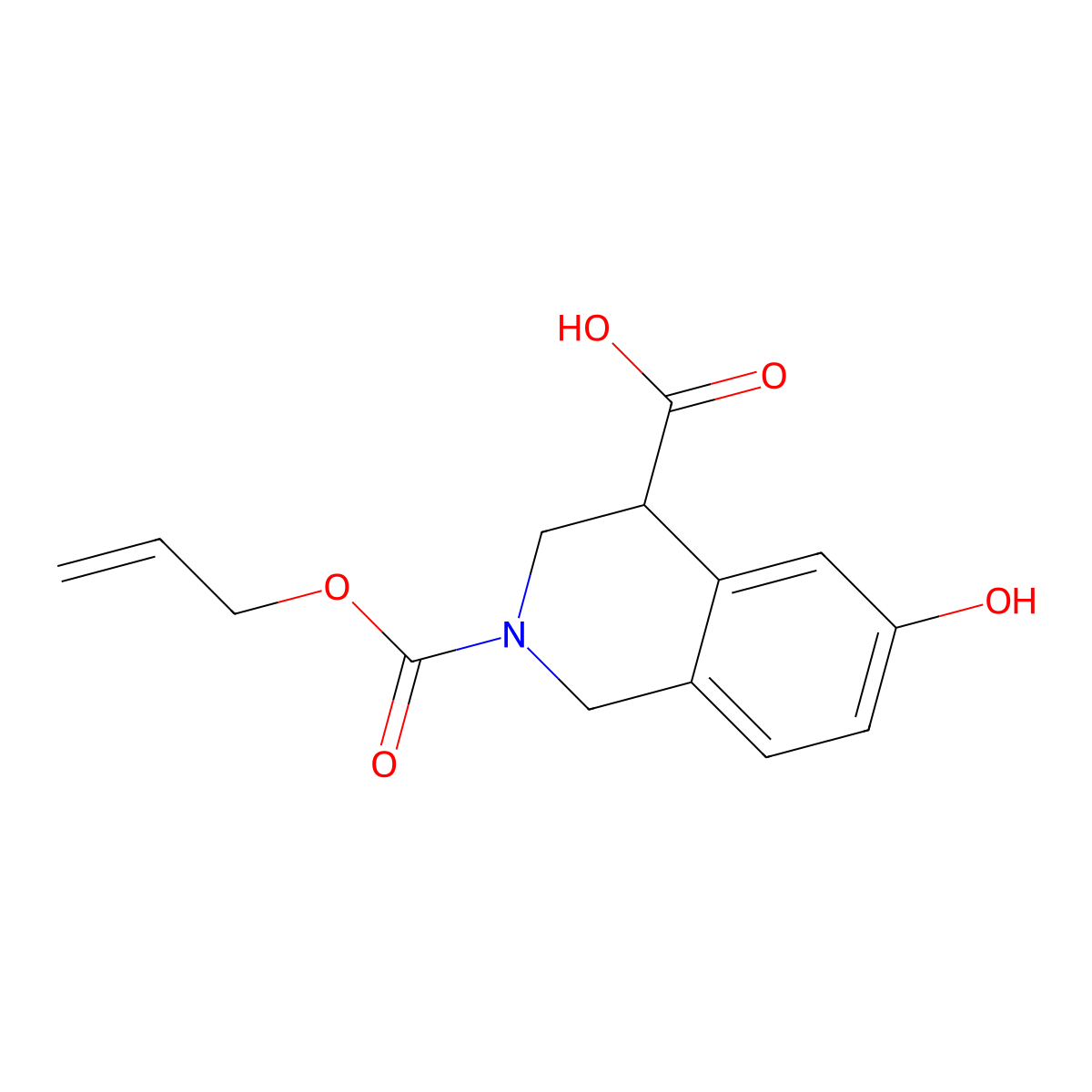 6-Hydroxy-2-[(prop-2-en-1-yloxy)carbonyl]-1,2,3,4-tetrahydroisoquinoline-4-carboxylic acid molecular structure, CAS 2680734-75-0
