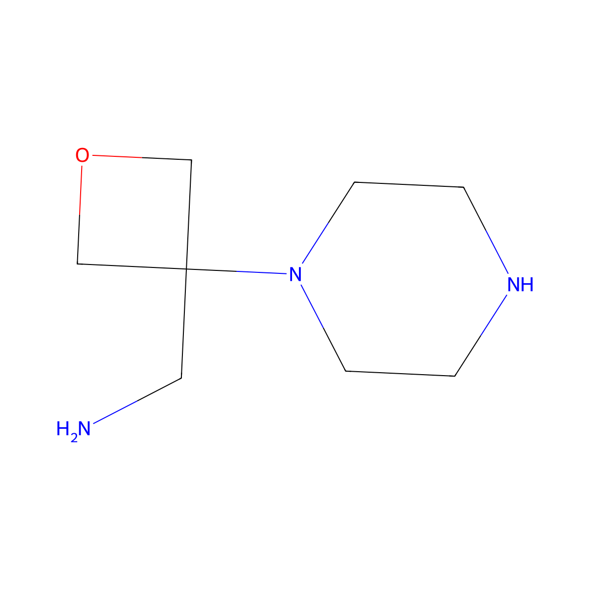 1-[3-(Piperazin-1-yl)oxetan-3-yl]methanamine molecular structure, CAS 2680734-78-3