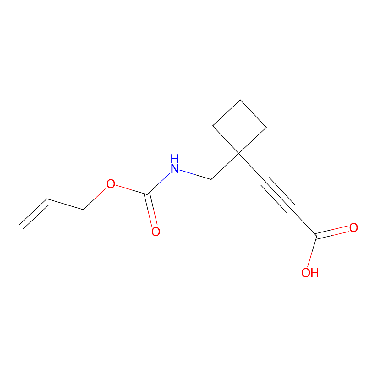 3-[1-({[(Prop-2-en-1-yloxy)carbonyl]amino}methyl)cyclobutyl]prop-2-ynoic acid molecular structure, CAS 2680734-82-9