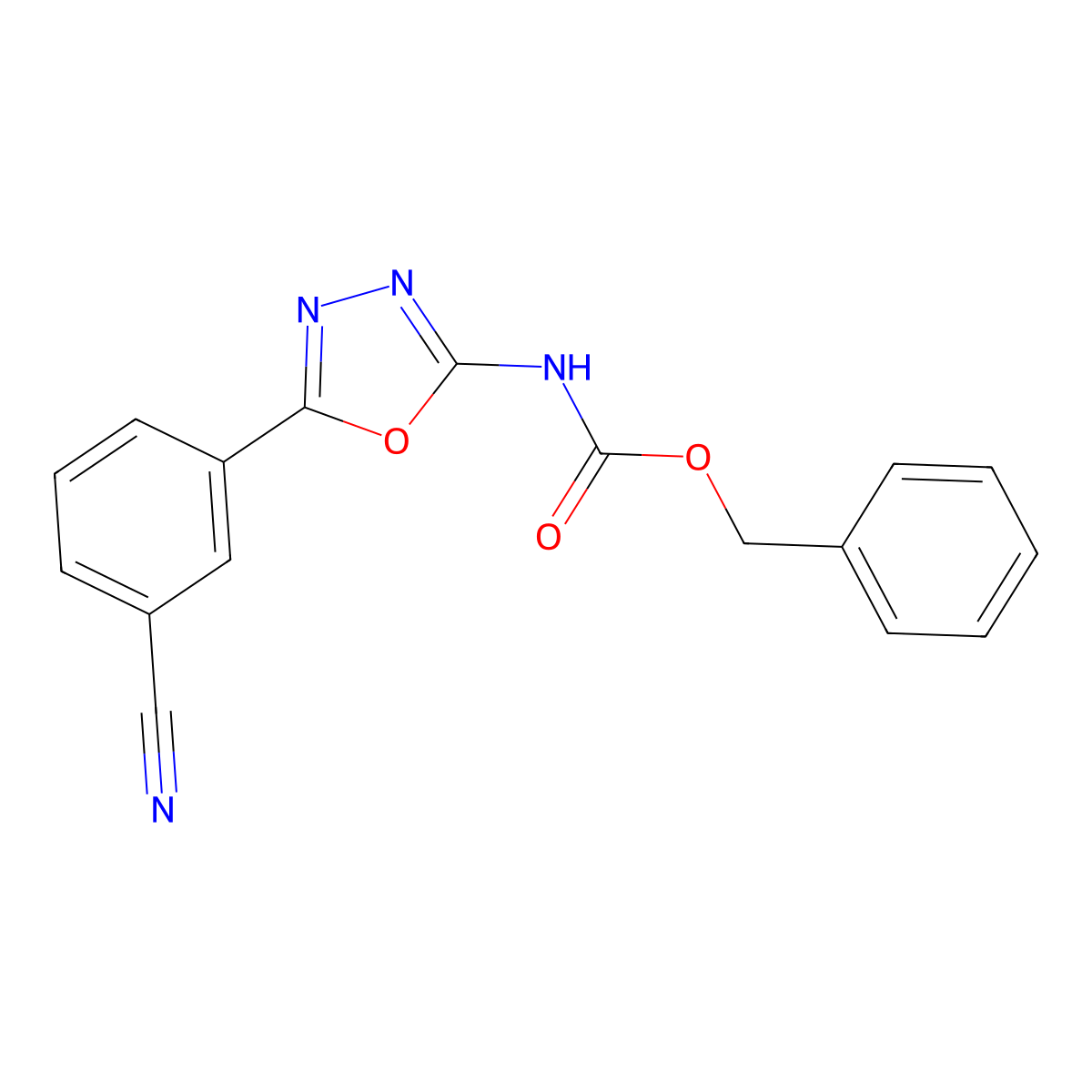 benzyl N-[5-(3-cyanophenyl)-1,3,4-oxadiazol-2-yl]carbamate molecular structure, CAS 2680734-83-0