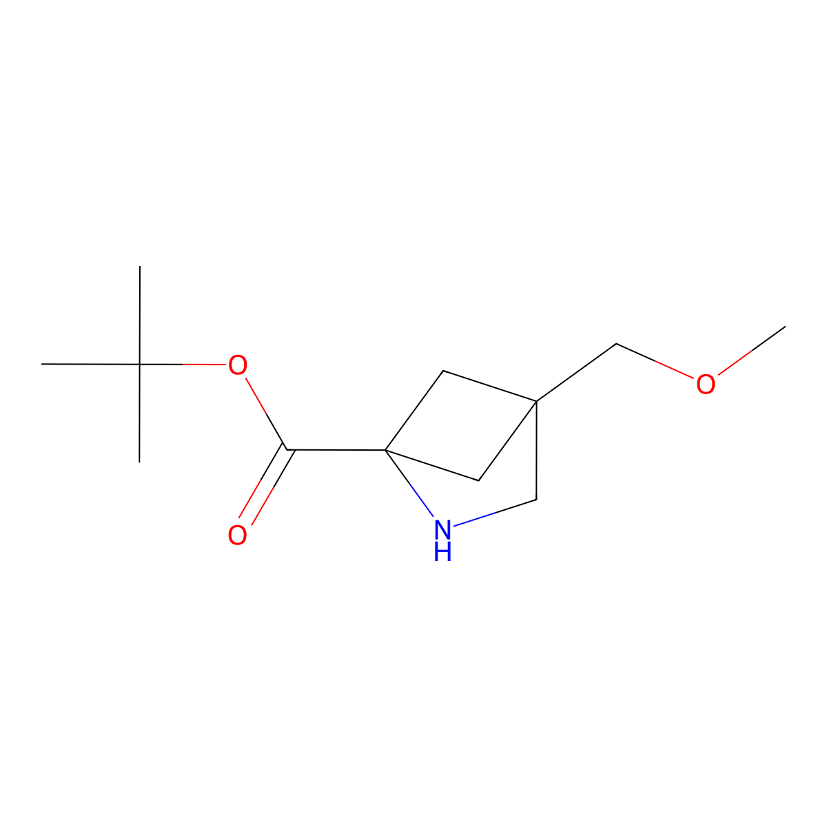 Tert-butyl 4-(methoxymethyl)-2-azabicyclo[2.1.1]hexane-1-carboxylate molecular structure, CAS 2680734-98-7