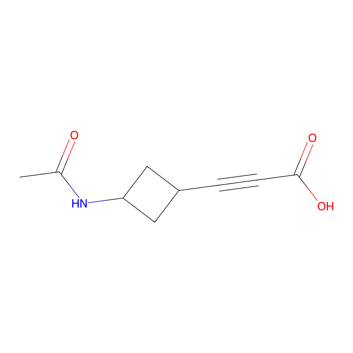 3-(3-Acetamidocyclobutyl)prop-2-ynoic acid molecular structure, CAS 2680734-99-8