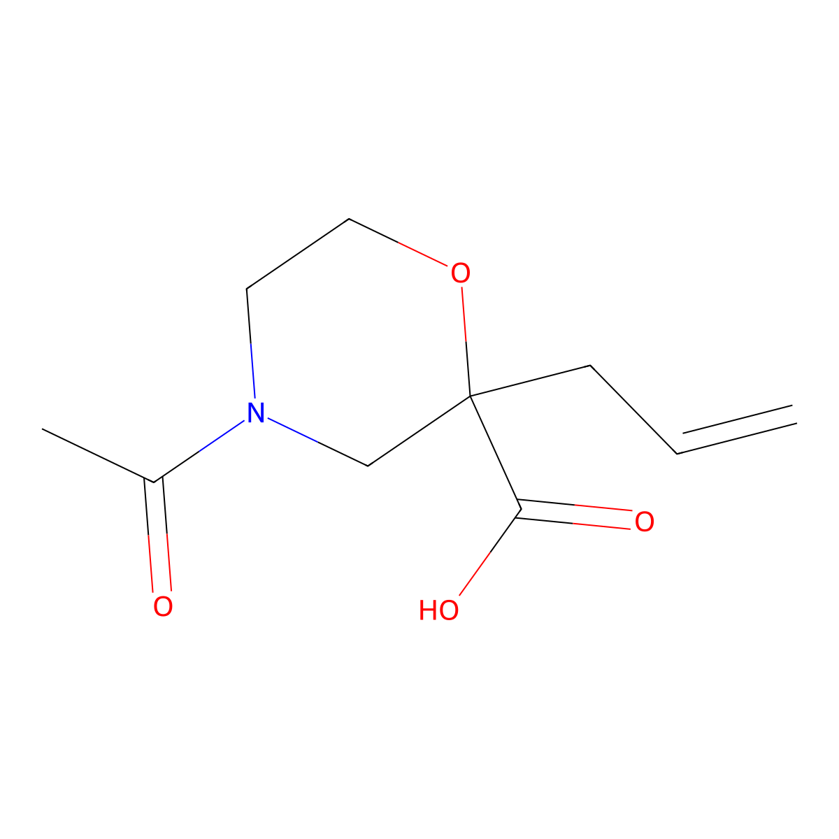 4-Acetyl-2-(prop-2-en-1-yl)morpholine-2-carboxylic acid molecular structure, CAS 2680735-00-4