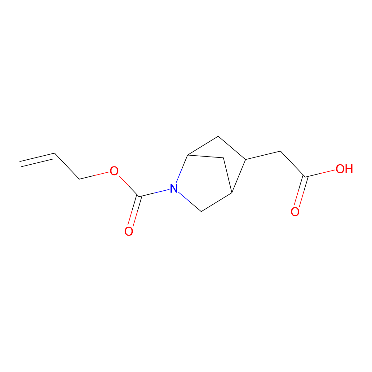 2-{2-[(Prop-2-en-1-yloxy)carbonyl]-2-azabicyclo[2.2.1]heptan-5-yl}acetic acid molecular structure, CAS 2680735-03-7