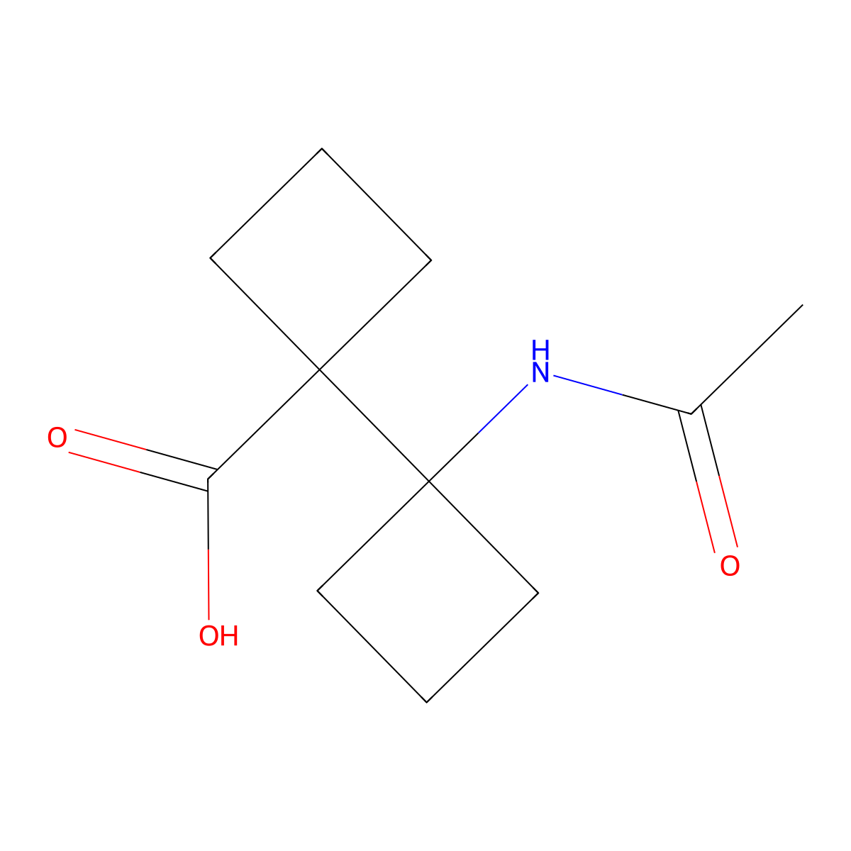 1'-Acetamido-[1,1'-bi(cyclobutane)]-1-carboxylic acid molecular structure, CAS 2680735-18-4