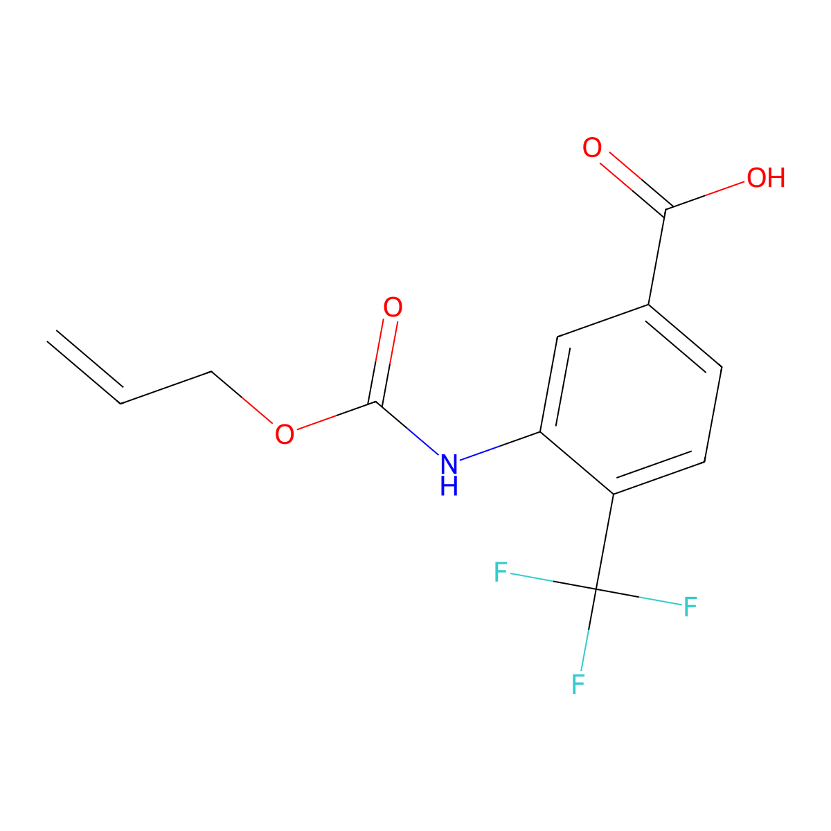 3-{[(Prop-2-en-1-yloxy)carbonyl]amino}-4-(trifluoromethyl)benzoic acid molecular structure, CAS 2680735-23-1
