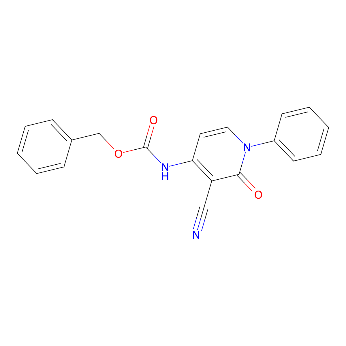 benzyl N-(3-cyano-2-oxo-1-phenyl-1,2-dihydropyridin-4-yl)carbamate molecular structure, CAS 2680735-27-5