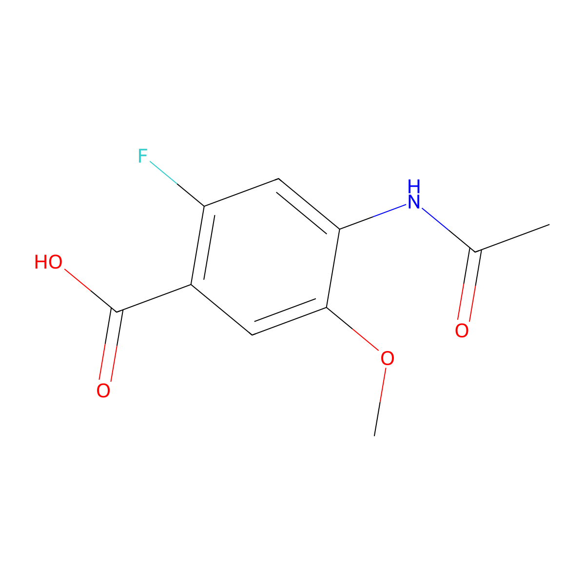 4-Acetamido-2-fluoro-5-methoxybenzoic acid molecular structure, CAS 2680735-30-0