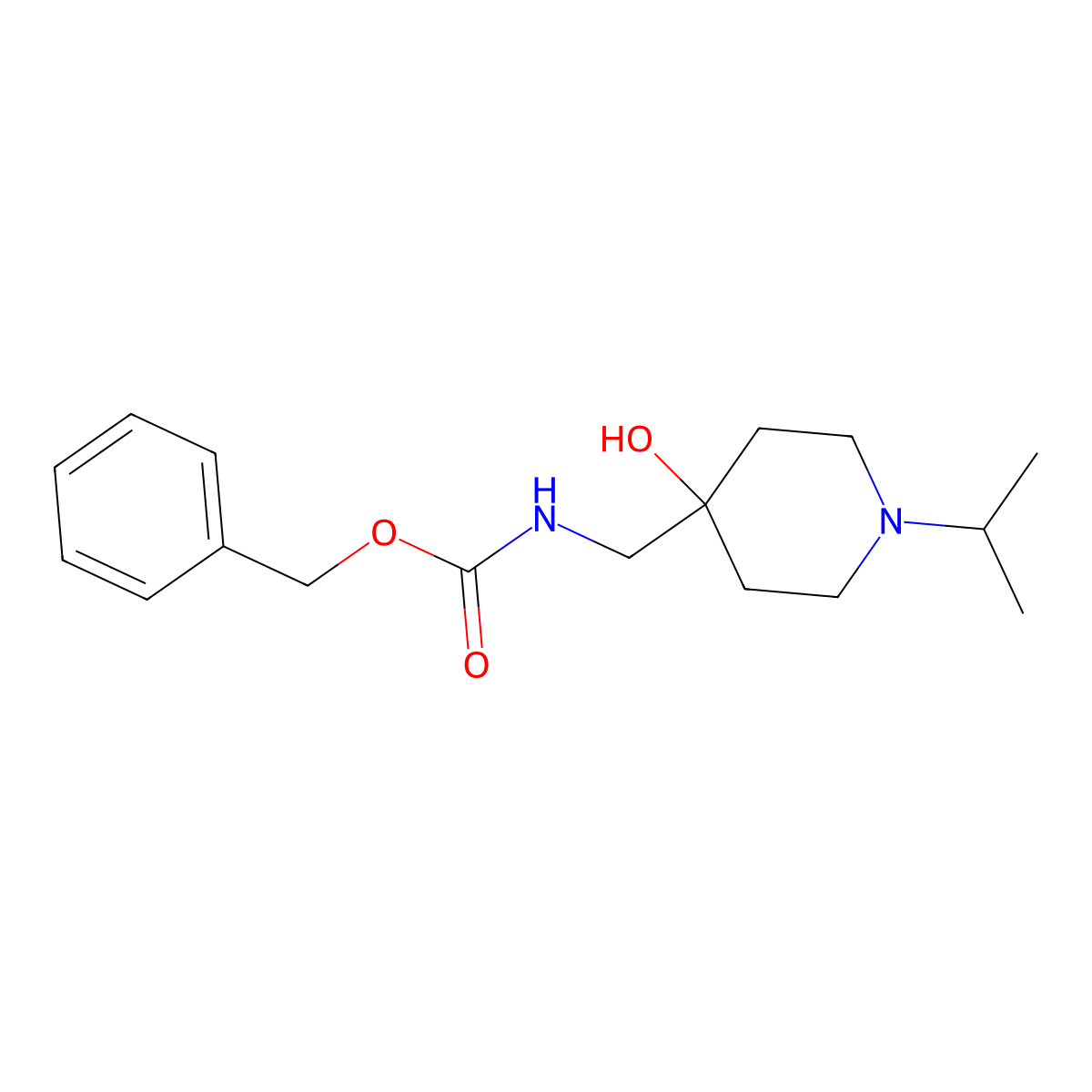 benzyl N-{[4-hydroxy-1-(propan-2-yl)piperidin-4-yl]methyl}carbamate molecular structure, CAS 2680735-33-3