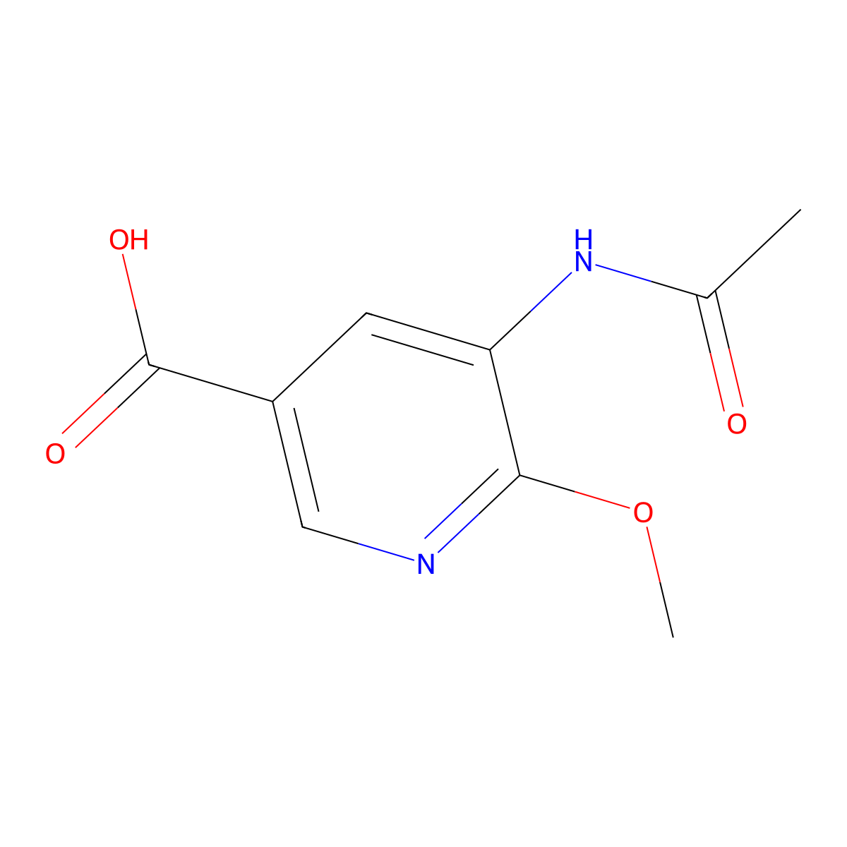 5-Acetamido-6-methoxypyridine-3-carboxylic acid molecular structure, CAS 2680735-34-4