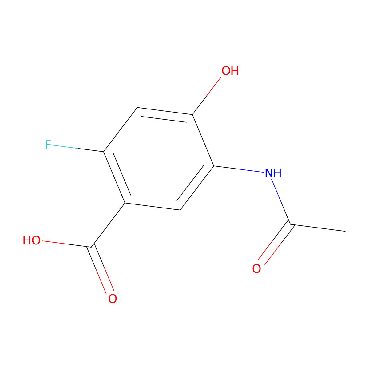 5-Acetamido-2-fluoro-4-hydroxybenzoic acid molecular structure, CAS 2680735-35-5